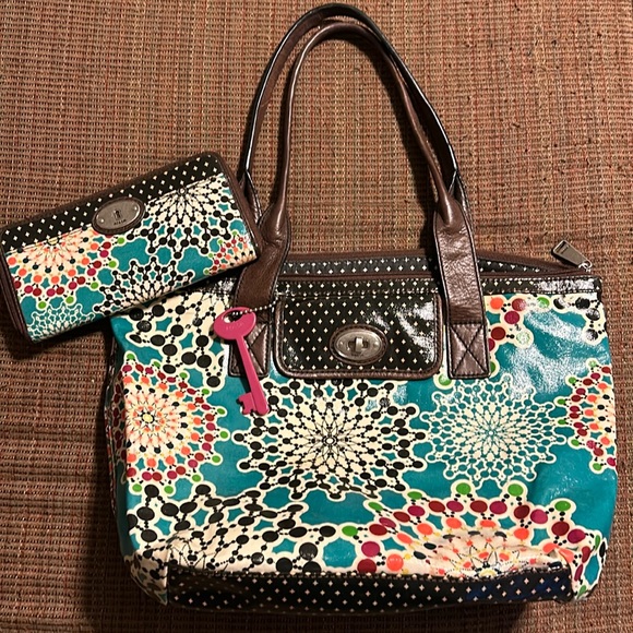 Fossil Key-Per Shoulder Bag with Matching Zip Around Wallet - Picture 1 of 9